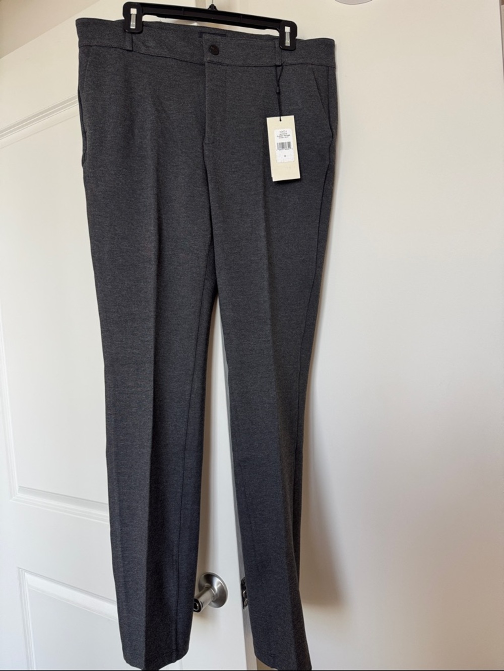NYDJ Dark Charcoal Gray Straight-Leg Dress Trousers